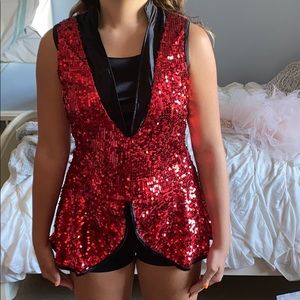 Sparkly Red And Black Dance Costume